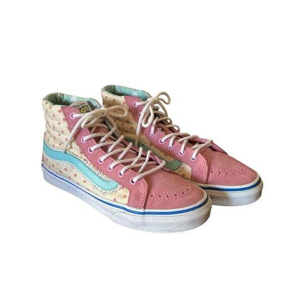 Vans Women's Pink and Cream High-Tops Size 5.5 - Picture 1 of 11